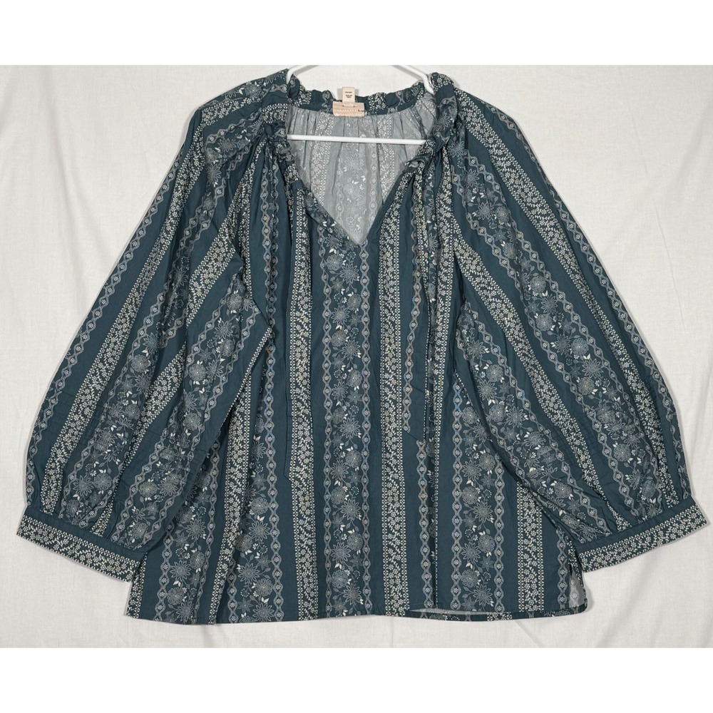 ANA‎ A New Approach Blue Floral Long Sleeve Shirt Women's XXL